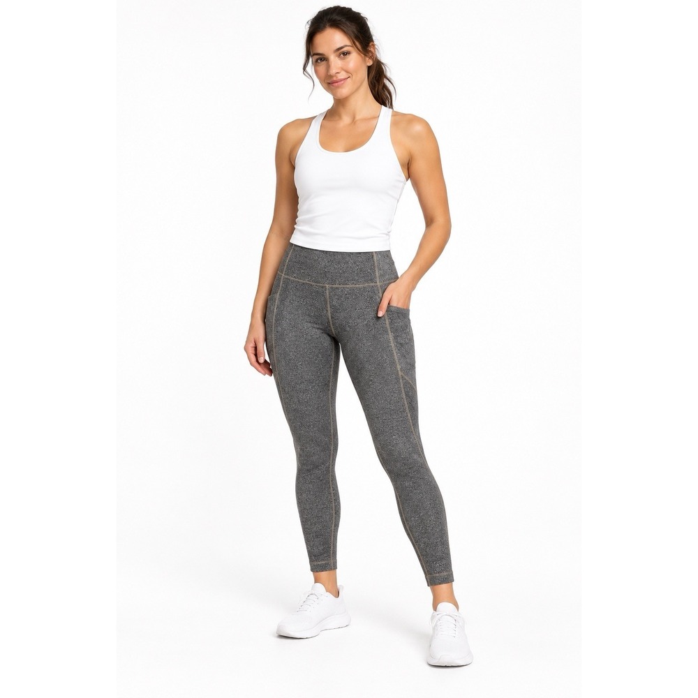Athleta Women's XL Heather Gray Leggings Side Pockets 27" Inseam Yoga Workout